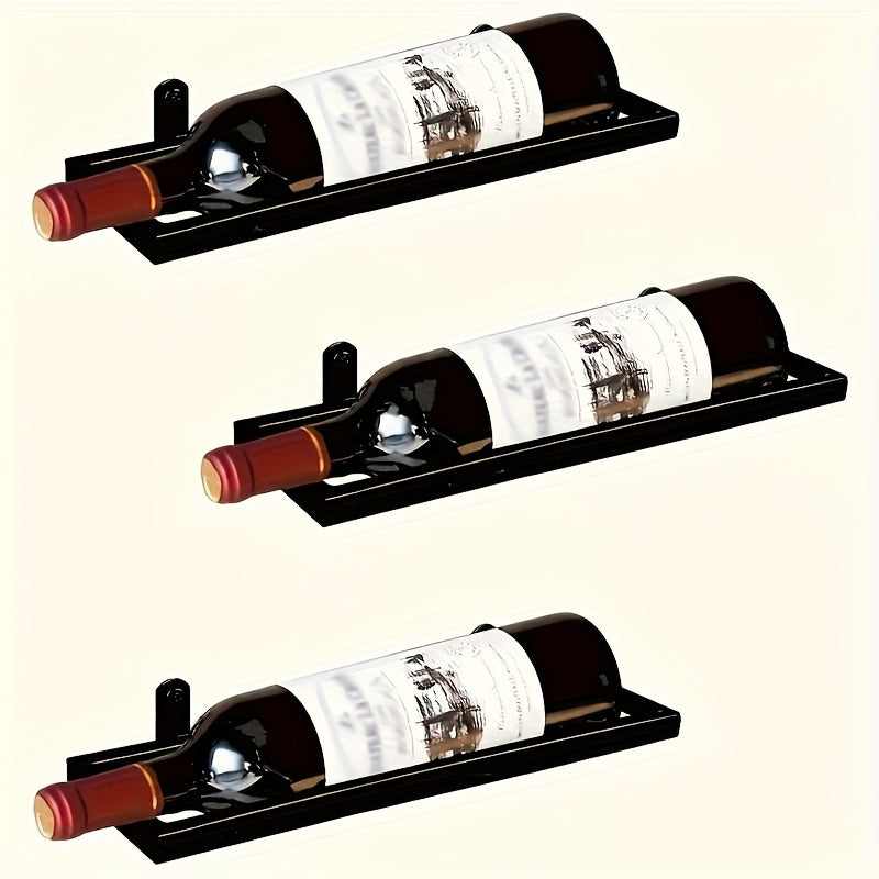 Estante de vino de hierro para uso doméstico Tienda Bar Un juego Material de metal negro Tornillos de fijación a la pared