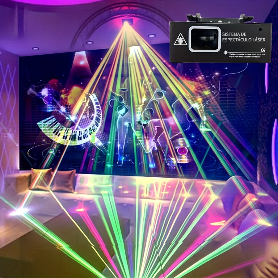 Ybeiyuan Stage DJ Luz de fiesta, 1PC DMX512 Controlador Proyector, Acabado barnizado, Sistema de espectáculo de haz de animación navideña, Funciona con fuente de alimentación, Enchufe de EE. UU., 110 V/220 V, para karaoke disco bar boda club nocturno
