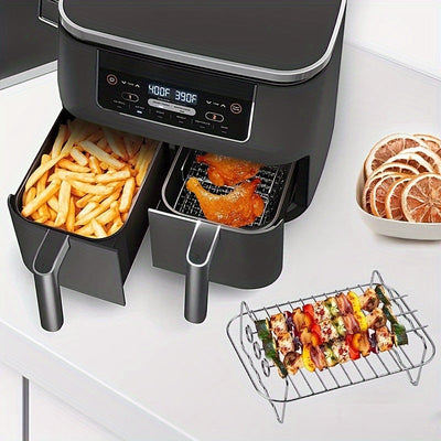 Conjunto de 6 piezas de Accesorios para Freidora de Aire - Estructura de Acero Inoxidable para Freidora de Aire, Rejilla para Horno de Microondas, Parrilla Rectangular Multifuncional - Adecuado para la Mayoría de Hornos de Freidora de Aire - Antiadherent