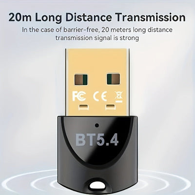 Adaptador inalámbrico USB BT5.4, receptor inalámbrico USB, compatible con computadoras/auriculares/teclados/mouse habladores, Windows11/10/8.1, enchufa y juega, compatible retro automático con dispositivos 5.3/5.1/5.0/4.2/4.1/4.0, haz que tu computadora