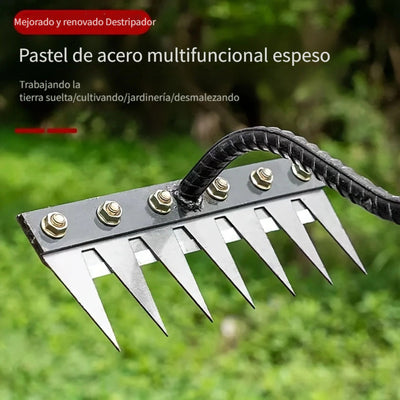 1PC Rastrillo de jardín de acero al carbono pesado para desyerbar - Rastrillo manual de desyerbe metálico para jardinería y aireación del suelo, sin mango incluido