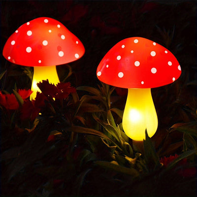 Conjunto de 6 luces solares de hongo para decoración de jardín, luces solares de hongo rojo IP65 impermeables para pasillos de patio y decoración de tumbas.