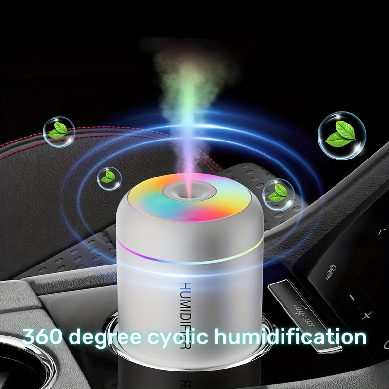 Humidificador mini de 1 pieza con cambio de color en 7 tonos y difusor de aceites esenciales por USB - Tecnología de ondas sonoras de 180 ml, niebla fresca, portátil para coche, oficina, dormitorio, alimentado por USB (sin baterías), iluminación ambienta