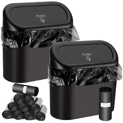 Bote de Basura Colgante Compacto para Puerta de Coche con Tapa - A Prueba de Fugas y Agua, Incluye 1 Rollo de Bolsas de Basura, Solución de Almacenamiento Versátil para el Hogar y el Vehículo