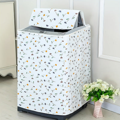Reemplazo de Tapa Moderna para Lavadora con Estampado Floral - Blanco/Amarillo/Verde Azulado, Compatible con Lavadoras Frontales y Monobloque, Cubierta Duradera en PE - Antidesvanecimiento, Anti-polvo, Fácil Limpieza, Diseño Seguro para Lavadoras, Acceso