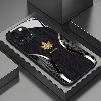2025 Nueva Funda Minimalista de Hoja Dorada con Textura de Madera para iPhone 16/16 Plus/16 Pro/16 Pro Max/15/15 Plus/15 Pro/15 Pro Max/14/14 Plus/14 Pro/14 Pro Max/13/13 Pro/13 Pro Max/12/12 Pro/12 Pro Max/11/11 Pro Max/XS/XR/XS Max/7/8 Plus, Diseño Cre