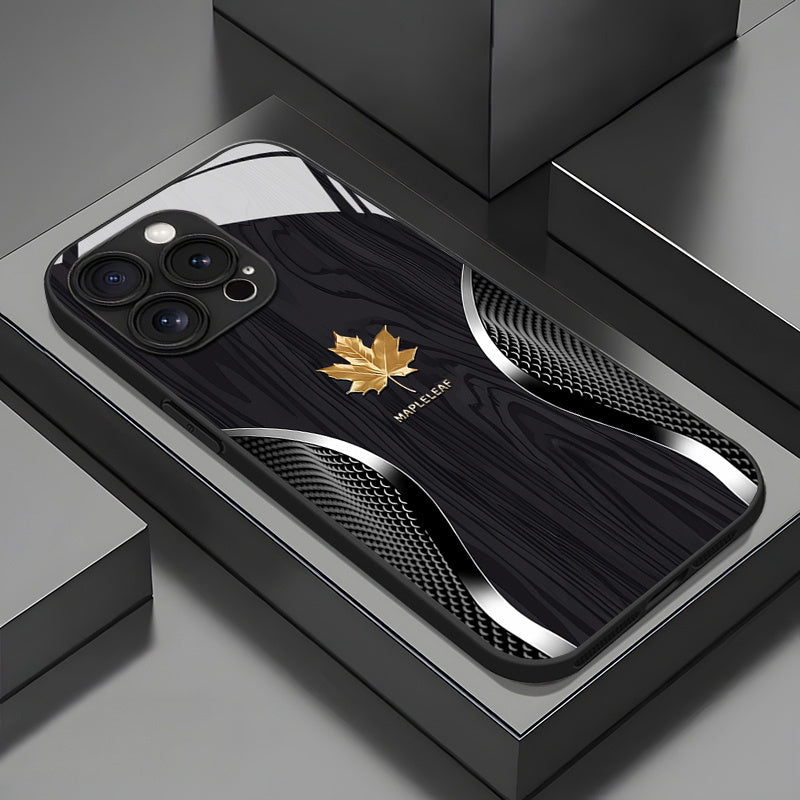 2025 Nueva Funda Minimalista de Hoja Dorada con Textura de Madera para iPhone 16/16 Plus/16 Pro/16 Pro Max/15/15 Plus/15 Pro/15 Pro Max/14/14 Plus/14 Pro/14 Pro Max/13/13 Pro/13 Pro Max/12/12 Pro/12 Pro Max/11/11 Pro Max/XS/XR/XS Max/7/8 Plus, Diseño Cre