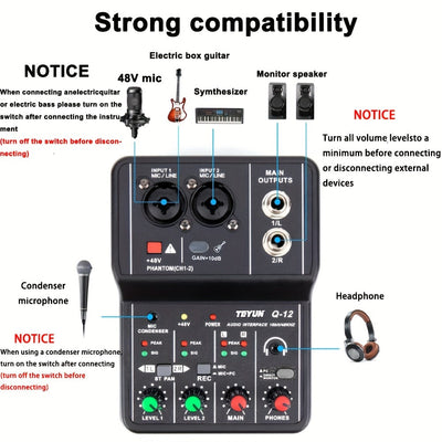 Interfaz de audio USB de 2 canales con enchufe para micrófono, control de volumen y salida de monitor - Tarjeta de sonido plug & play para grabación de computadora, producción de música, estudio en casa, consola de mezcla USB mini, dispositivo de grabaci