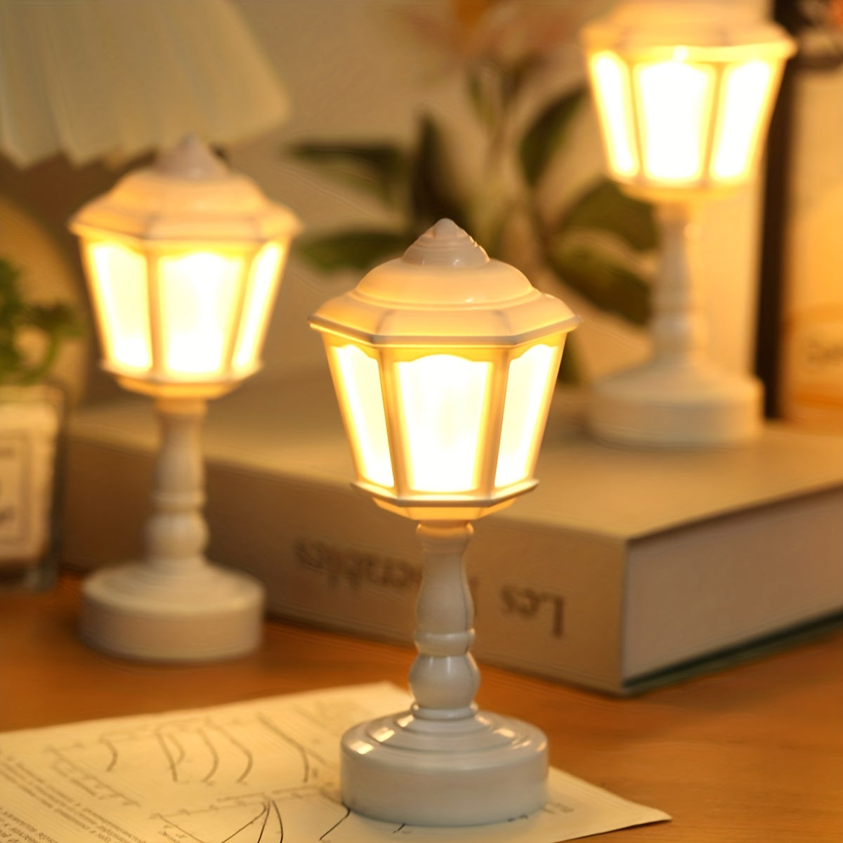 1 Unidad, Lámpara De Calle En Miniatura Con Luz De Noche, Retro, Para Decoración De Escritorio De Interior, Decoración De Mesita De Noche De Dormitorio, Para Decoración Navideña