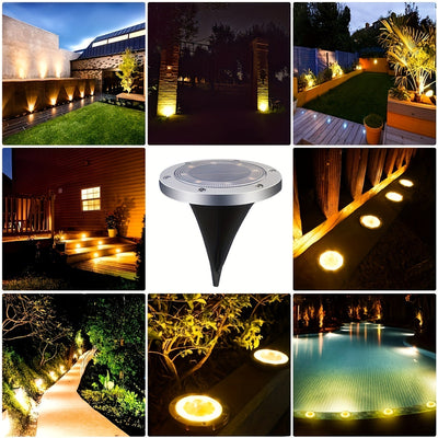 12 luces solares para jardín de acero inoxidable, focos LED con decoración de cristal pulido, luces exteriores ahorradoras de energía para patio, camino de jardín, alberca, bodas, cenas y decoración navideña - montaje semiempotrado, control con sensor de