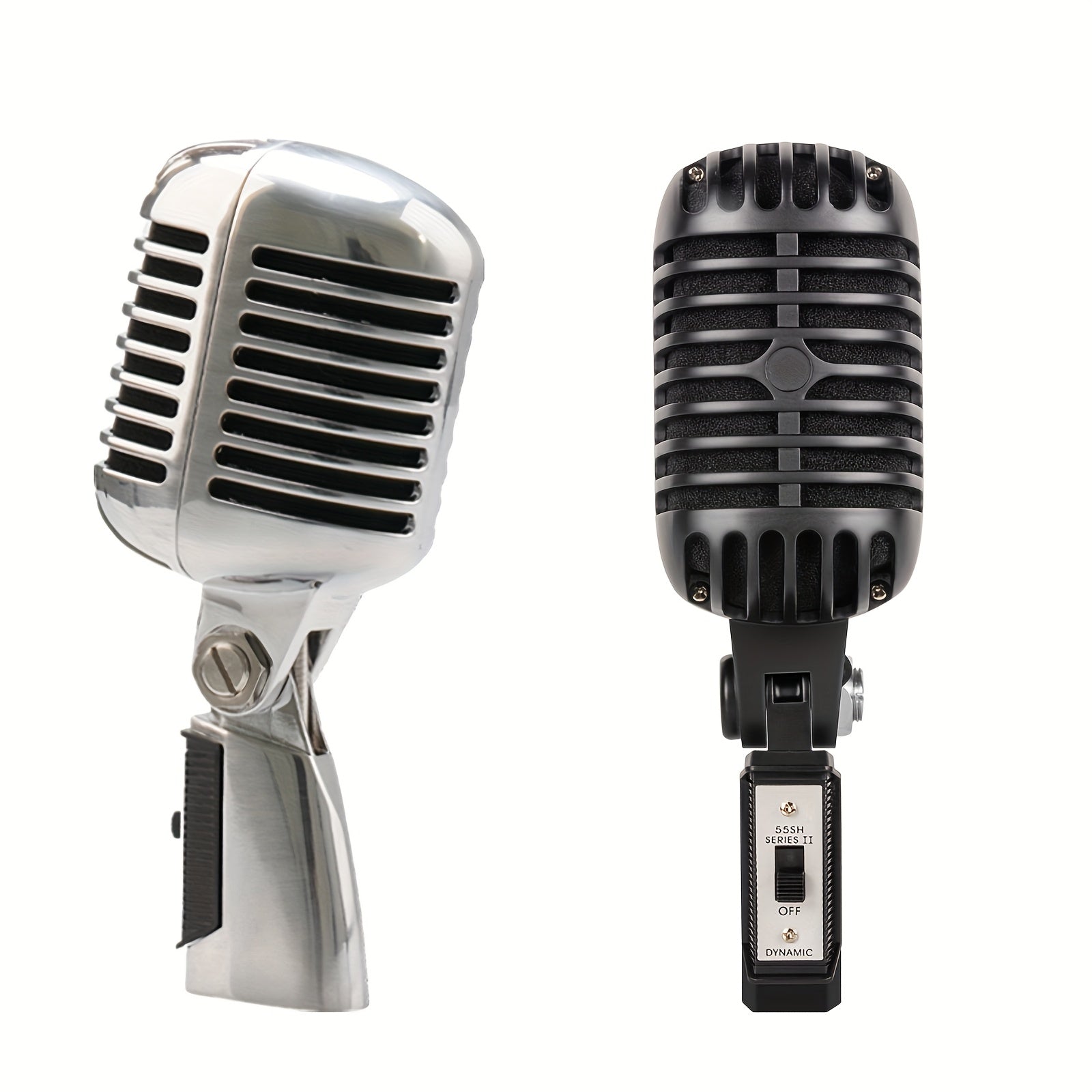 Micrófono Dinámico Portátil Negro Mate GM-55 Estilo Vintage - Estilo Clásico Retro, Adecuado para Karaoke y Grabación, con Conector Jack de 6,35 Mm, Micrófono de Voz.