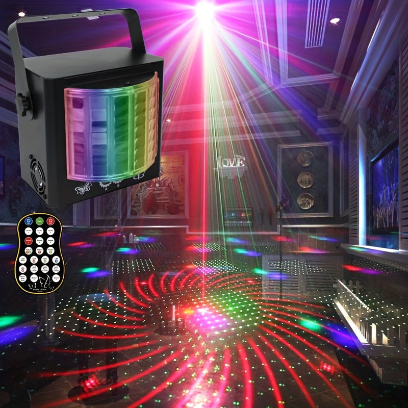 Láser inteligente portátil mini mariposa con cambio de color RGB, proyección multicolor para decoración ambiental, lámpara proyector para discoteca con control de sonido y modo automático, patrones ajustables, ideal para fiestas, espectáculos en vivo, ba