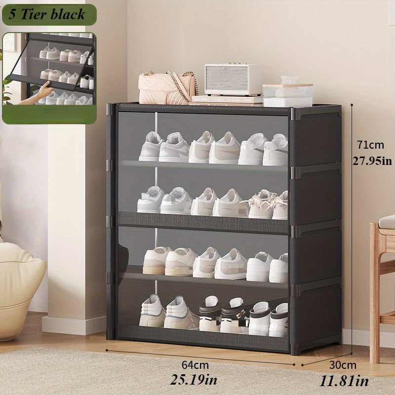 1 pza. zapatera transparente antipolvo con puerta abatible, capacidad para 40-45 pares, organizador de zapatos alto independiente para entrada y pasillos, regalo ideal para el día de la madre, caja de almacenaje elegante en blanco, organizador de zapatos