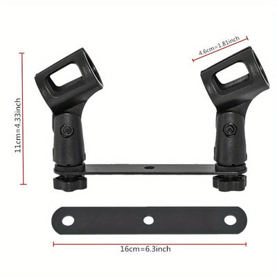 Soporte de micrófono dual o cuádruple con soporte ajustable T-Bar, soporte de micrófono de grabación dual o cuádruple con soporte ajustable T-Bar, material ABS, sostiene 1-4 micrófonos, diseño ahorrador de espacio para grabación en estudio o hogar, confi