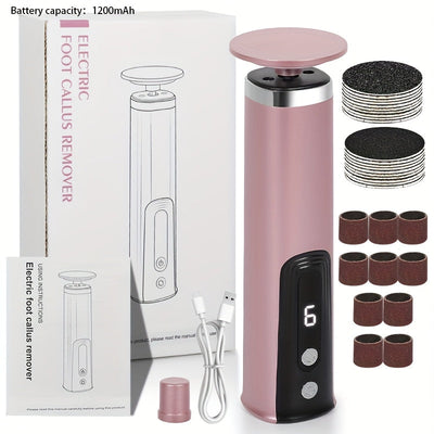 Dispositivo de Pedicura para el Hogar, Ajuste Multivelocidad, Recargable USB, 1200mAh, Dorado Rosa
