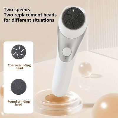 Frotador eléctrico de pies de doble cabeza recargable por USB portátil - Adecuado para pulido grueso y cuidado de color beige seco, fácil de usar con cabezas reemplazables, elección perfecta de regalo para 10 festivales.