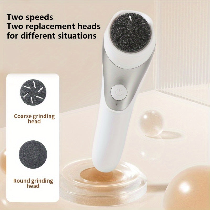 Frotador eléctrico de pies de doble cabeza recargable por USB portátil - Adecuado para pulido grueso y cuidado de color beige seco, fácil de usar con cabezas reemplazables, elección perfecta de regalo para 10 festivales.
