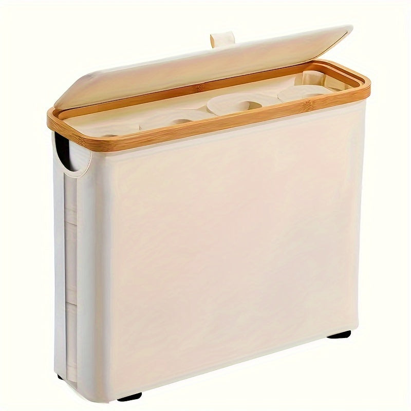 Canasta de Almacenamiento de Papel Higiénico de Bambú de Alta Calidad - Organizador Rectangular de Estilo Bohemio con Múltiples Compartimentos para Esenciales de Baño, Adecuado para Varios Tipos de Habitaciones, Canasta de Almacenamiento Versátil, Organi