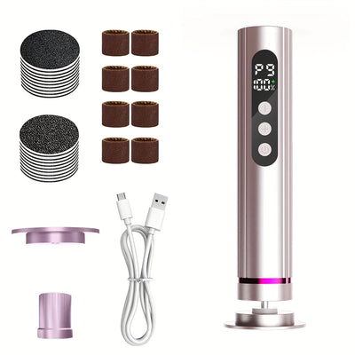 Limpiador Eléctrico de Pies 2 en 1 con 9 Velocidades, Eliminador de Callos y Uñas, Herramienta Lijadora para Pies con Disco de Papel de Lija de 2 Modos, Color Beige Claro Seco