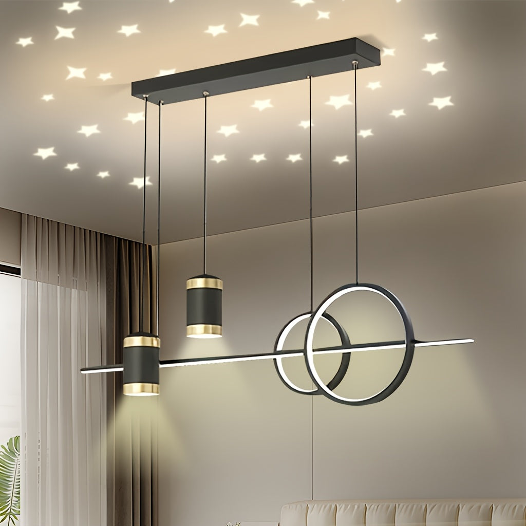 1 lámpara de techo LED moderna negra, diseño cielo estrellado tricolor ajustable - superficie metálica pulida, apta para comedor, cocina, dormitorio, sala de estar, luminaria multifuncional con efecto cielo nocturno