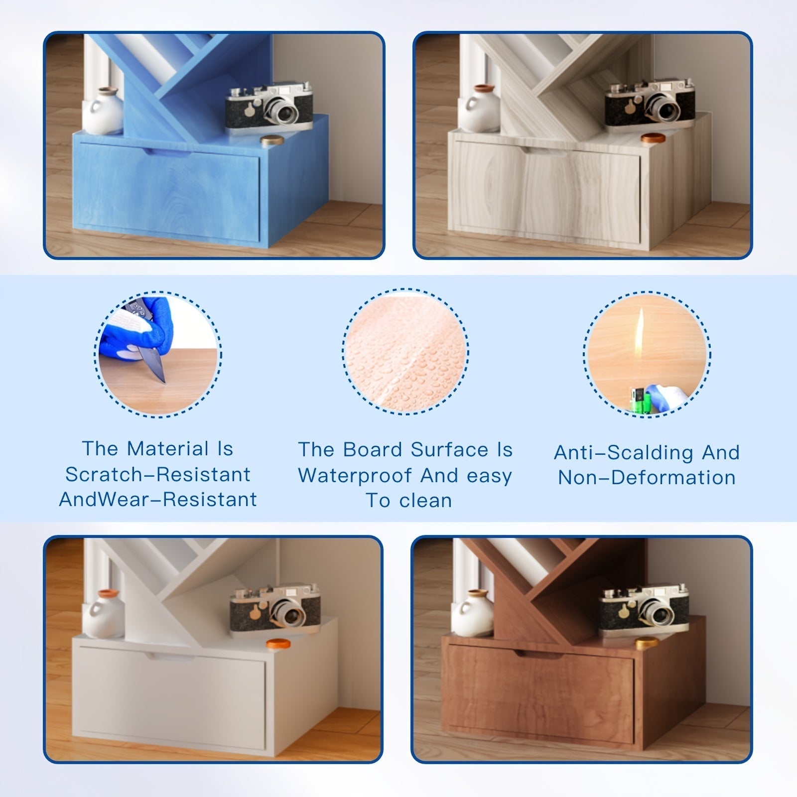 Estantería de Gran Capacidad Inspirada en Árboles Azules - Almacenamiento de Madera Multiusos para Libros, CDs y Más - Organizador de Suelo a Techo, Estantes de Almacenamiento
