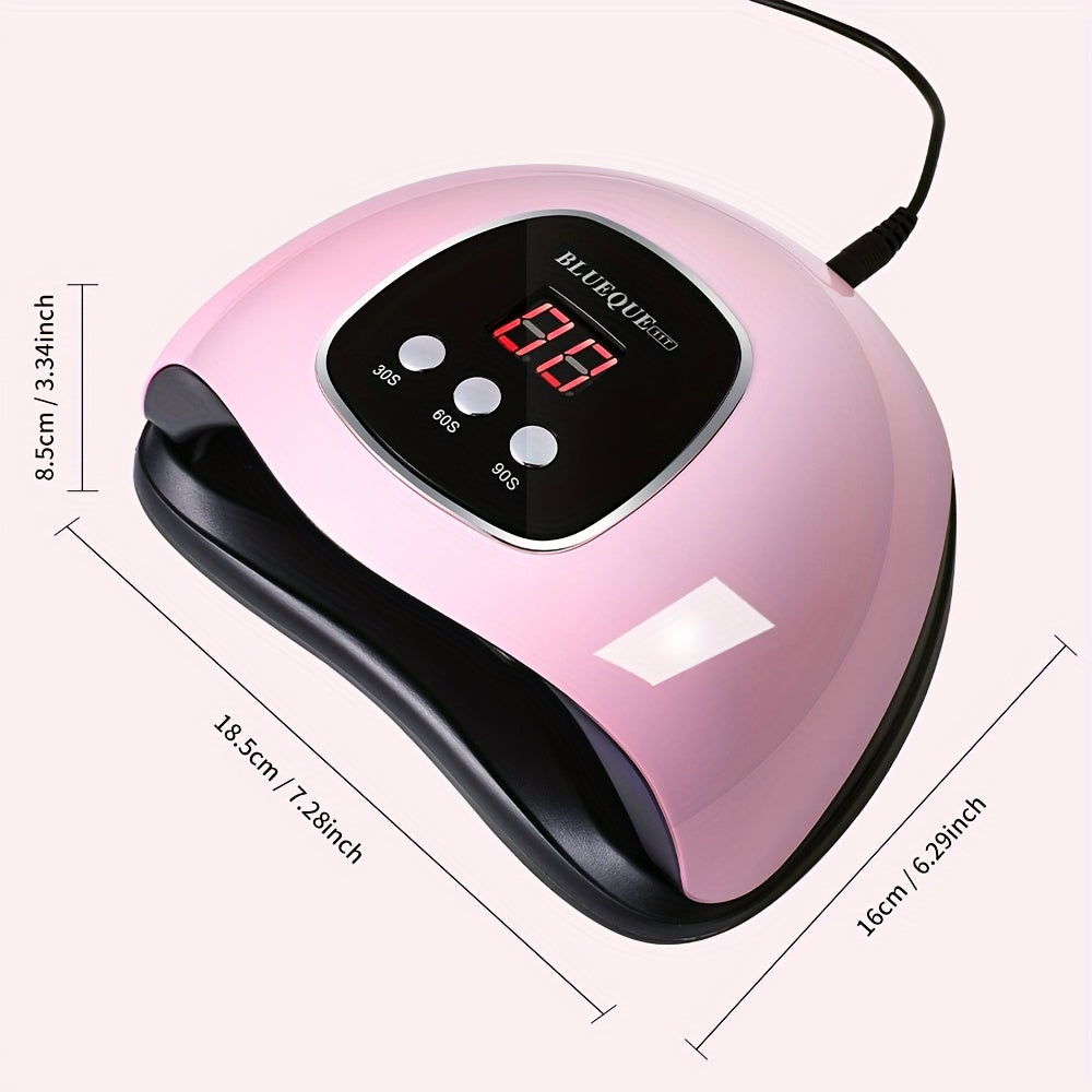 Lámpara LED profesional Limegirl 11T, 3 configuraciones de temporizador para todos los esmaltes de uñas de gel, sensor automático, pantalla LCD, alimentada por USB, herramienta de arte de uñas rosa para manicura y pedicura.
