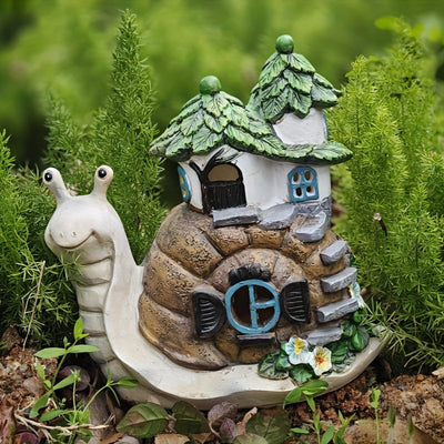1 lámpara solar para jardín con diseño de caracol y casa en el árbol en resina, decoración LED para exterior, ideal para patio, césped, porche y jardín, regalo perfecto para amantes de la naturaleza, decoración de casas en miniatura, lámpara solar, decor