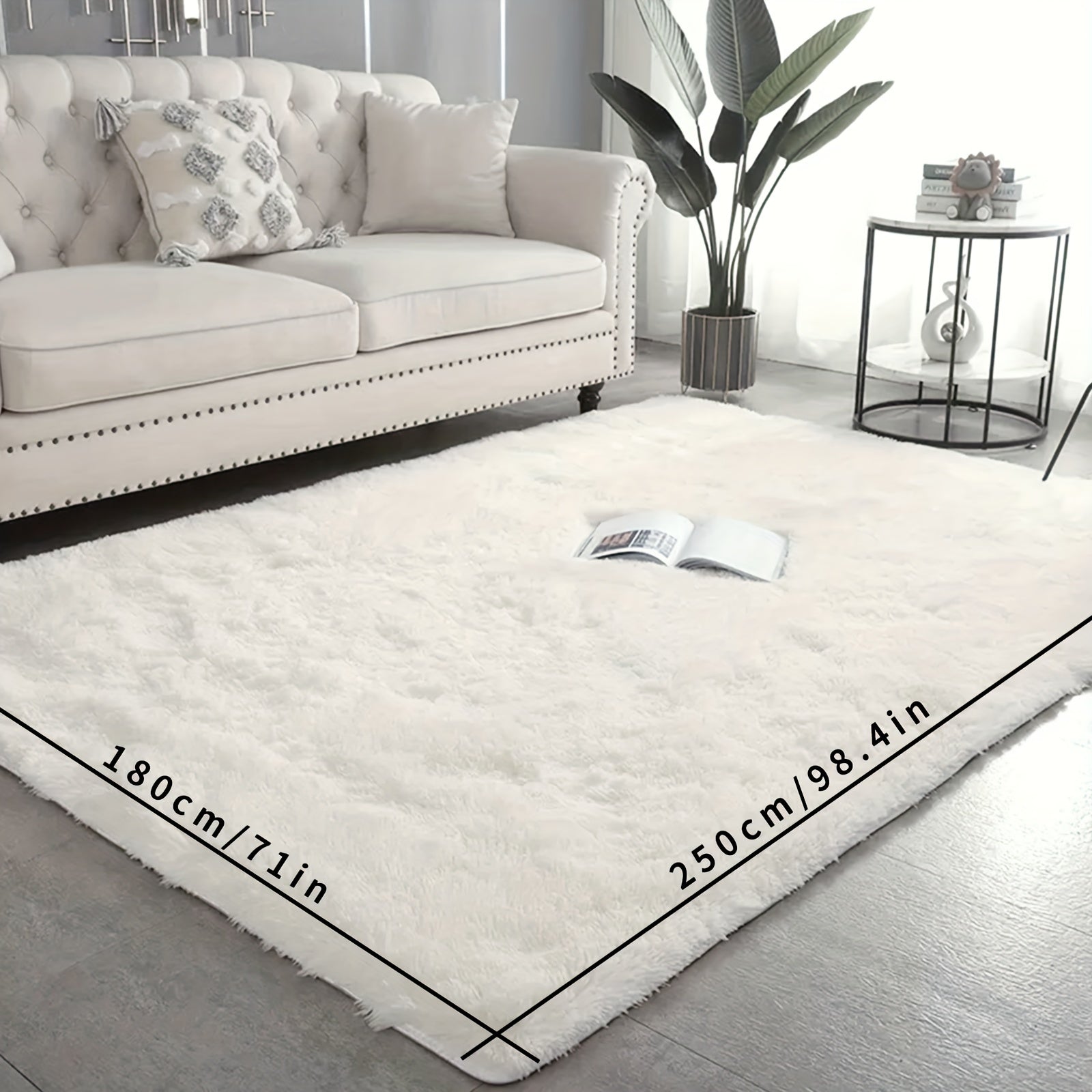 Alfombra de Pelo Ultra Suave, Alfombra de Sala Grande Blanca, Alfombra de Pelo No Deslizante, Alfombra de Lana para Sala de Estar Dormitorio Sala de Juegos Dormitorio Alfombra, Decoración de Habitación para Adolescentes, Decoración de Habitación