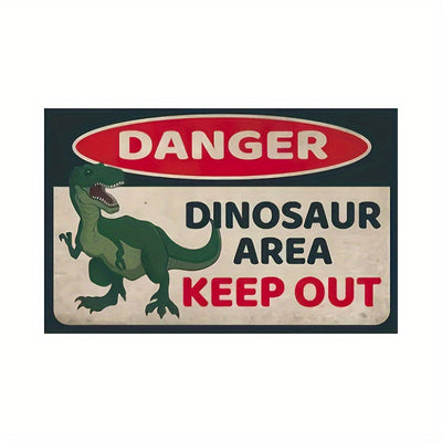 "Peligro Área de Dinosaurios Manténgase Afuera" Alfombra de Puerta Antideslizante Creativa - Alfombra de Piso para Interiores/Exteriores para Dormitorio, Decoración de Habitaciones y Accesorios para Fotos - Hecha con Material Duradero