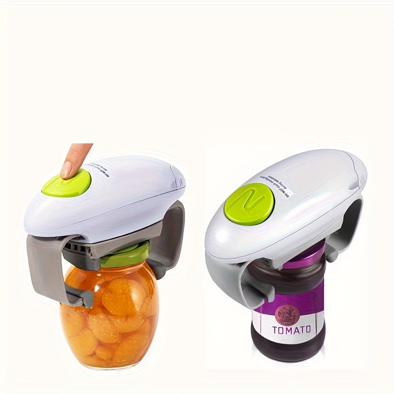 1pc Abridor Eléctrico de Tarros y Botellas con Extracción Automática de Tapa a Un Toque & Cierre Seguro - Diseño Ergonómico para Artritis, Manos Débiles & Ancianos - Electrodoméstico de Cocina Alimentado por Batería para Agarrar Fácilmente Tarros, Botell
