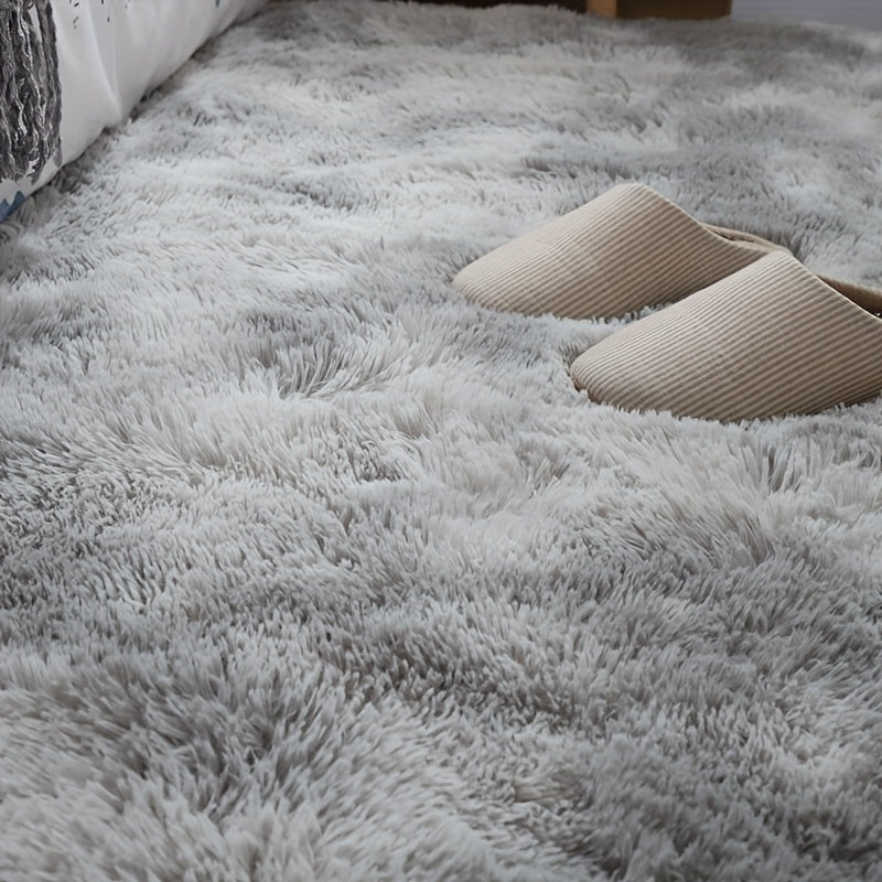Alfombra de felpa suave y lujosa de poliéster, efecto tie-dye, diseño con degradado de gris a negro, ideal para decoración de dormitorio y sala, solo lavado a mano, cubrepiso para dormitorio, alfombra moderna de felpa, alfombra mullida para áreas, tapete