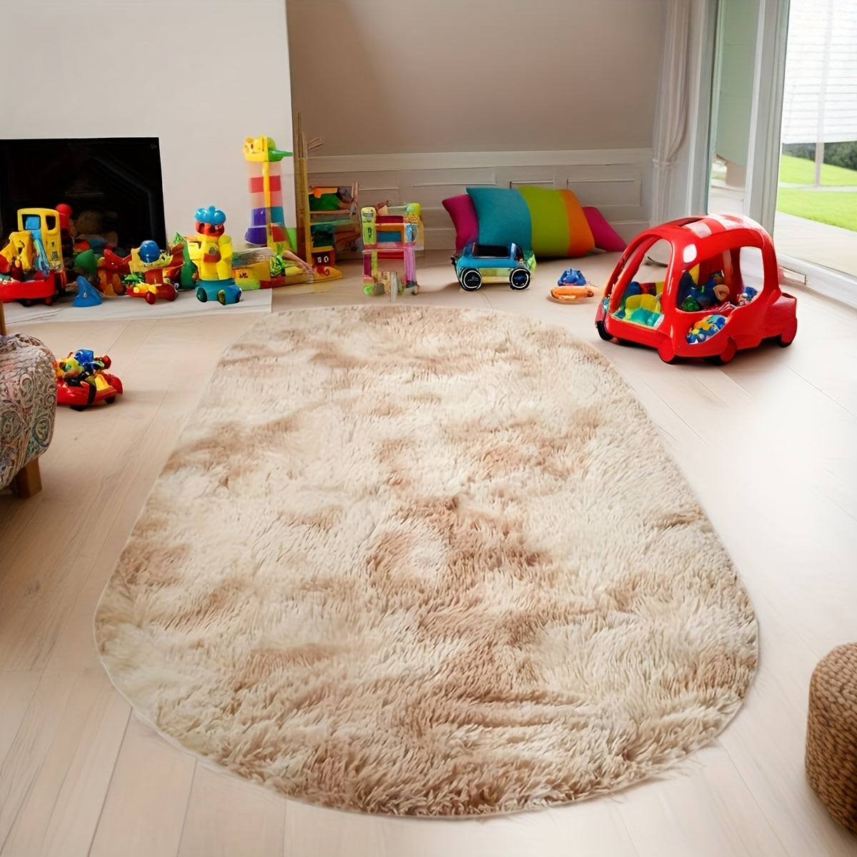 [Textura Suave] Alfombra Ovalada Ultra-Suave - Super Peluda, Antideslizante, Alfombra para Dormitorio, Sala de Estar y Decoración de Dormitorio - Alfombra Cómoda para Lado de Cama o Mesa de Café en Rosa, Beige, Gris, Verde y Negro, Alfombra para Decoraci