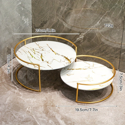 Juego de 2 bandejas para baño, modelo combinado grande + pequeña, placa base UV, marco metálico, adecuadas para encimeras de baños, dormitorios, oficinas, estantes de almacenamiento para escritorio