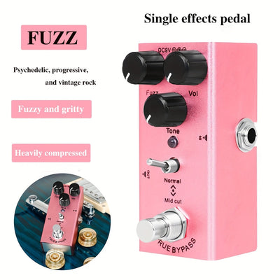 Procesador de Efectos para Pedal de Guitarra 1-Slot - Diseño Compacto, Alimentación USB (9V DC), Controles con Perillas para Guitarra Eléctrica, Bajo y Teclado - Sonidos Vintage Rock, Psicodélicos y Grunge - Pedal Rosa Intenso para Shows en Vivo y Estudi