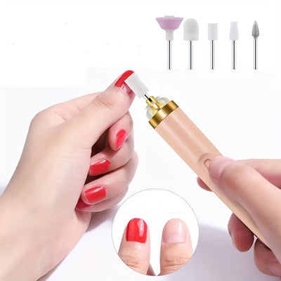 Taladro eléctrico inalámbrico profesional para uñas, portátil, con batería de litio recargable, incluye cabezales para pulir uñas y lijas para esmalte de uñas acrílico y gel, herramienta de cuidado de uñas | Cuidado moderno de uñas | Batería duradera, he
