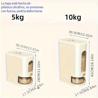Dispensador De Arroz Hermético Premium, Gran Capacidad, A Prueba De Humedad Y Resistente A Insectos, Contenedor De Almacenamiento De Alimentos Para La Organización De La Cocina