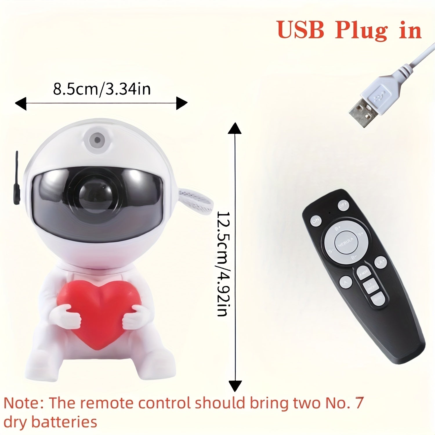 Proyector de Astronauta con Amor para Hogar, Luz Nocturna, Lámpara USB, Luz LED de Techo Nebulosa, Proyector USB, Proyector de Cielo Estrellado RGB, para Luz Galáctica, Lámpara Decorativa Ambiental, Luz de Adorno, Luz de Fiesta, Conector USB, Cambio de C