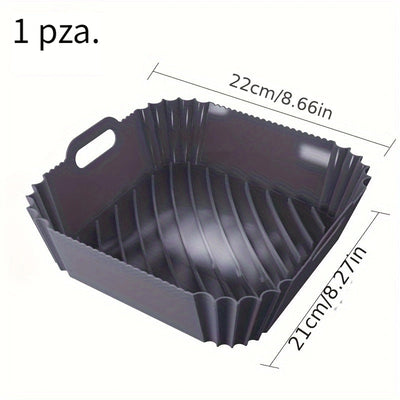 Revestimiento de Silicona para Freidora de Aire Cuadrado - Olla Reutilizable para Freidora de Aire de 22.86 cm - Accesorios para Freidora de Aire - Enchufe para Freidora de Aire para Horno de 6 a 9 Quartos y Accesorios para Microondas