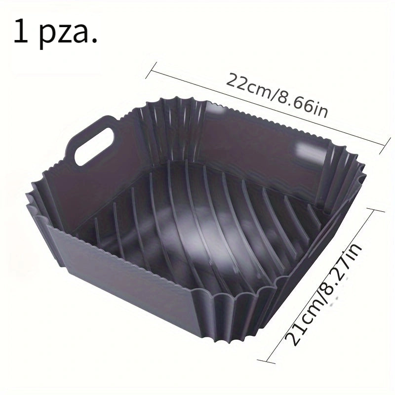 Revestimiento de Silicona para Freidora de Aire Cuadrado - Olla Reutilizable para Freidora de Aire de 22.86 cm - Accesorios para Freidora de Aire - Enchufe para Freidora de Aire para Horno de 6 a 9 Quartos y Accesorios para Microondas