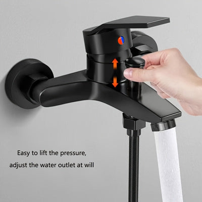 Juego de Grifo de Ducha Negro Elegante TWINBELL con Cabezal de Ducha de Lluvia - Control Dual de Agua Caliente y Fría, Diseño Grueso a Prueba de Explosiones, Instalación Fácil, No Requiere Energía