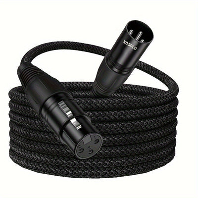 XDSPLO Cable de Micrófono de Alta Fidelidad XLR Macho a Hembra de 3 Pines - Trenzado de Nylon Duradero, Núcleo de Cobre Puro para Transmisión de Señal Sin Pérdidas, Mejorado con Pines Más Gruesos y Blindaje Intrincado - Ideal para Sistemas de Grabación y