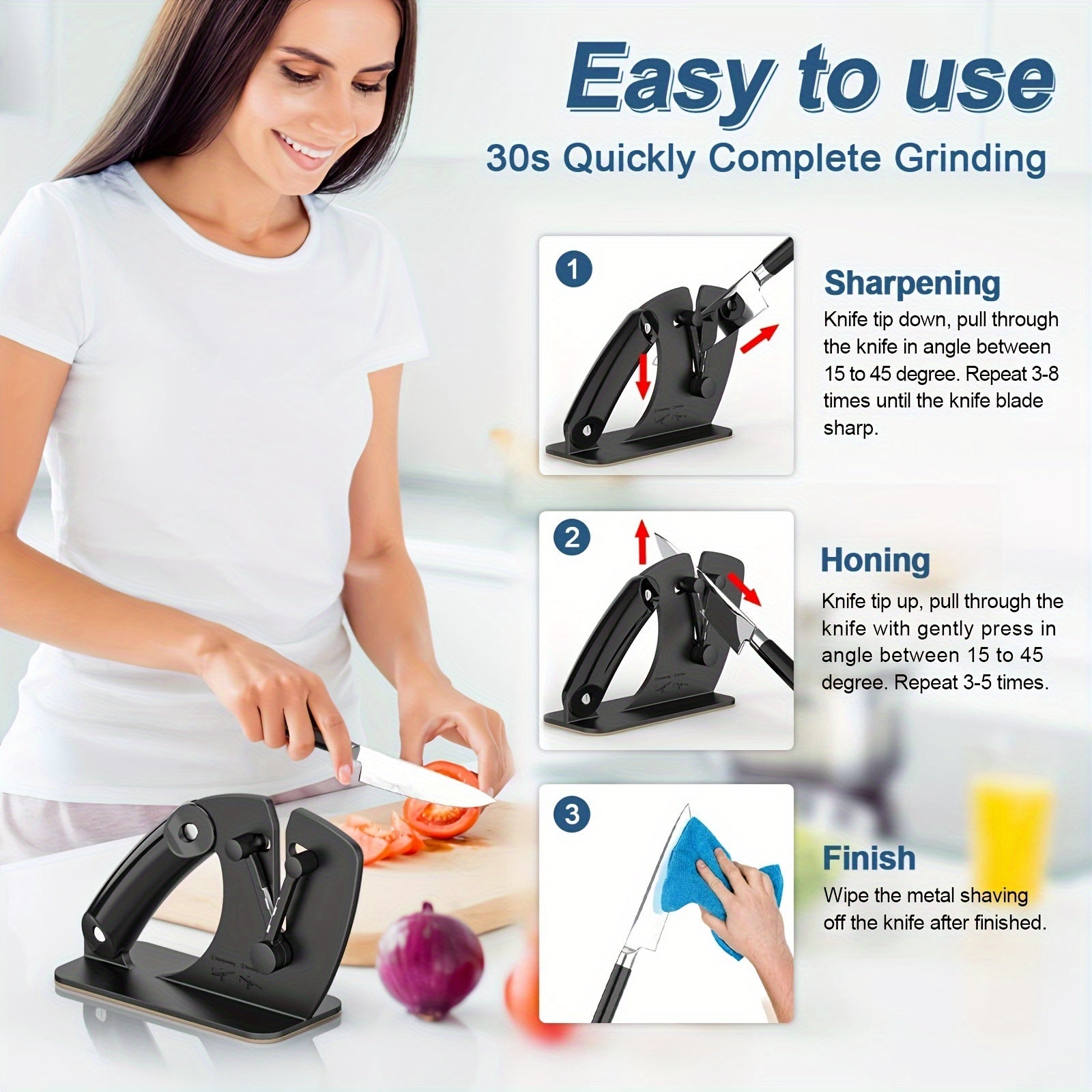 Afilar cuchillos, afilador de cuchillos con mango y base antideslizante para seguridad y facilidad, anysharp