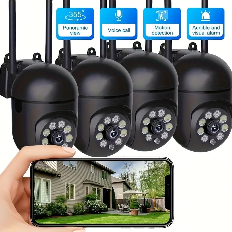OURLIFE Cámara de Seguridad Exterior con Detección de Humanos/Mascotas, 1080P HD WiFi, Pan-Tilt, Audio Bidireccional, Alertas de Movimiento, Alimentación USB, Visión Nocturna, Inalámbrica IP, para Hogar/Negocio/Oficina, Monitoreo de Mascotas, Diseño de A
