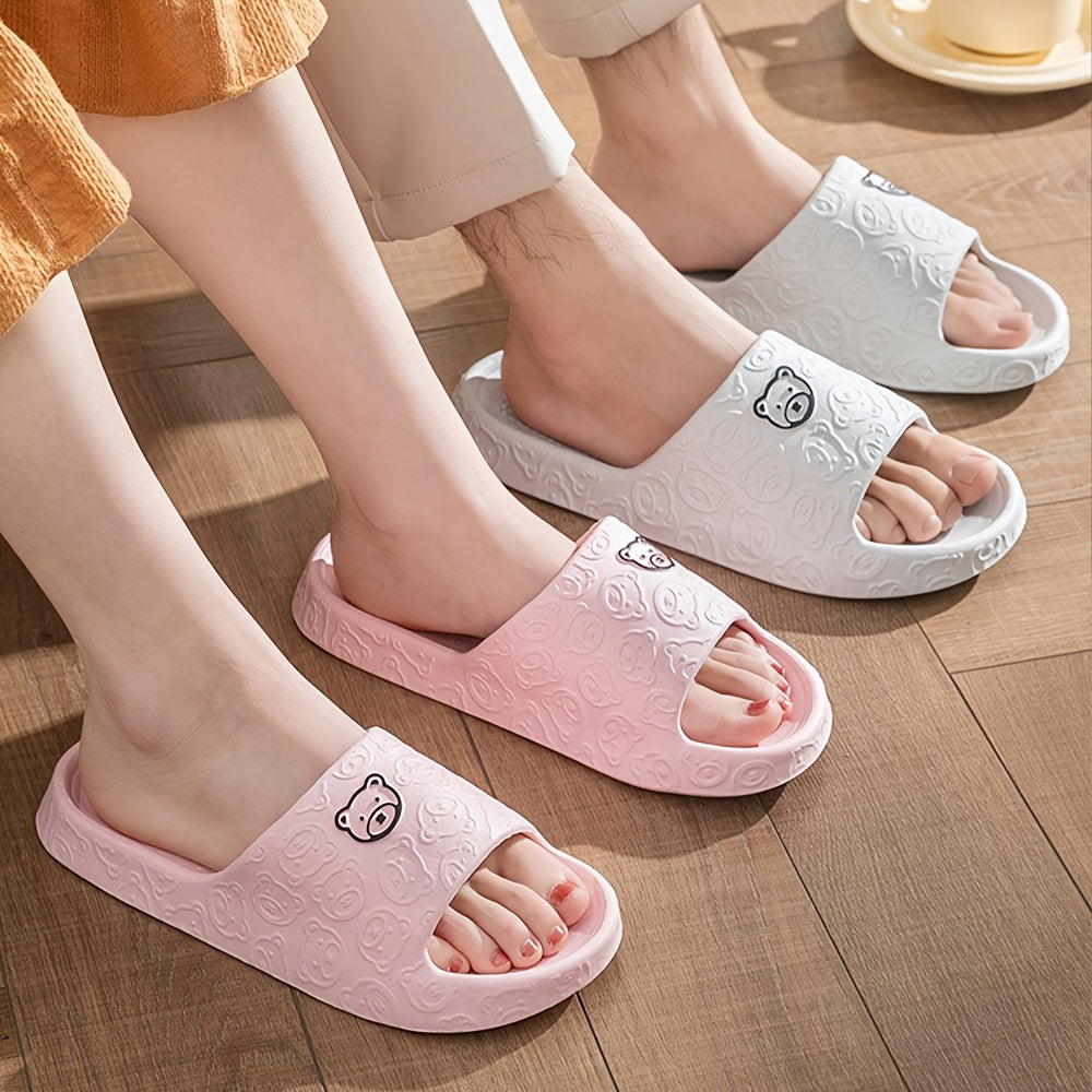 1 par de chanclas unisex de EVA, cómodas y sin cordones, de color sólido para verano, uso en interiores, baño y ducha, con suela suave antideslizante, interior y plantilla lavables a mano