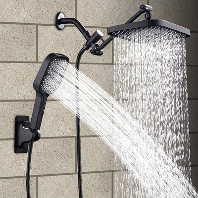 1 conjunto de cabezal de ducha de lluvia, 28cm de alto presión, con brazo de extensión ajustable de 27,5cm y 7 configuraciones, cabezal de ducha de mano con rociador, accesorios para baño, conjunto completo de accesorios para baño.