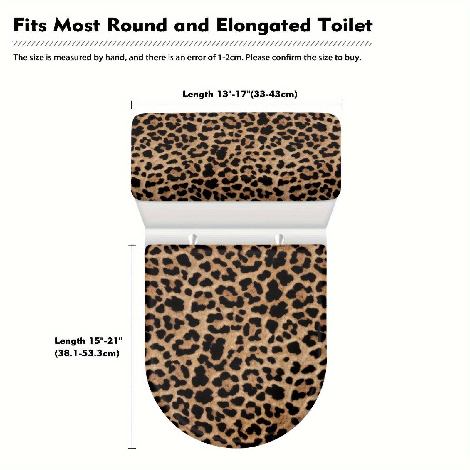 2 piezas de fundas para asiento de inodoro con estampado de leopardo - Diseño elegante en negro y café, tela suave, fácil instalación, accesorios para baño | Asiento de inodoro moderno | Tela duradera