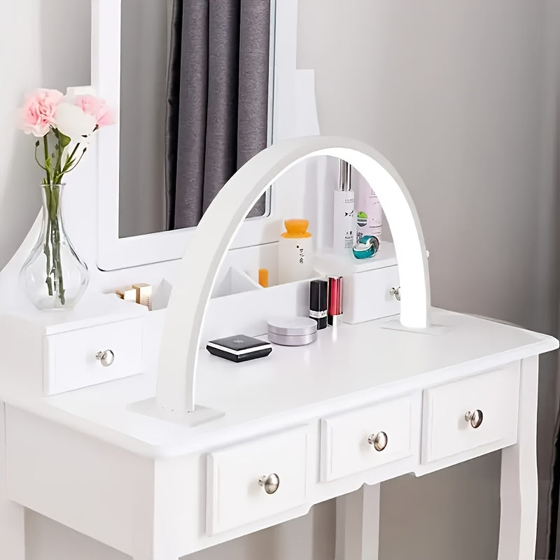 Lámpara de uñas en forma de media luna LED, con brillo y temperatura de color ajustables, adecuada para el cuidado de las uñas, la extensión de pestañas y el cuidado de la piel. Control de botón simple, lámpara de escritorio moderna.