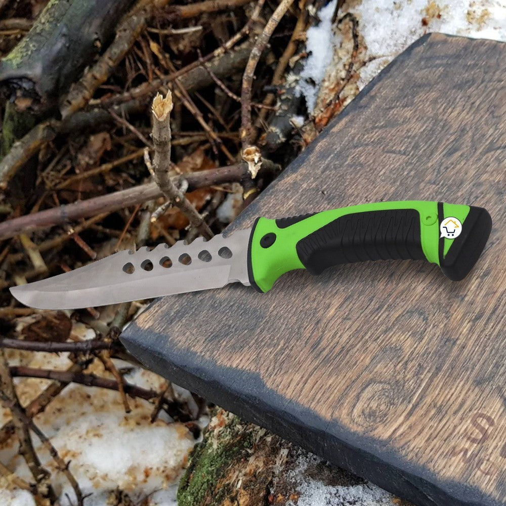Cuchillo Táctico Acero Inoxidable Camping Supervivencia + Estuche RF 0779