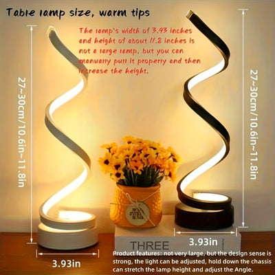 Lámpara de mesa creativa estilo retro - Brazo espiral ajustable, luz cálida suave, diseño multifuncional que ahorra espacio para dormitorio, estudio, sala de estar, regalo ideal para amigos y familiares.