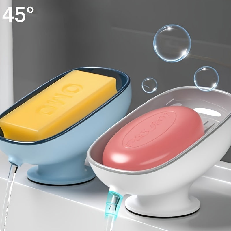 Porta jabón ovalado elegante para pared con drenaje, plato de jabón de plástico ajustable para baño - Bandeja de jabón lujosa desmontable, diseño moderno para hogar y hotelería, accesorios para baño